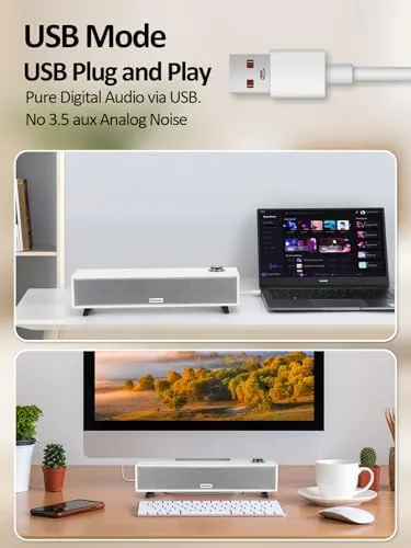 The Computer Speakers, 10W Computer Sound Bar, USB Powered PC Speakers in real use