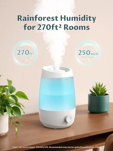 Close look at the BREEZOME 2.5L Top Fill Humidifier for Bedroom 250ml/h Mist 25hrs build quality