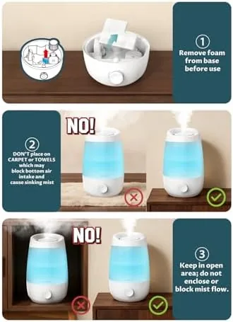 The BREEZOME 2.5L Top Fill Humidifier for Bedroom 250ml/h Mist 25hrs in real use