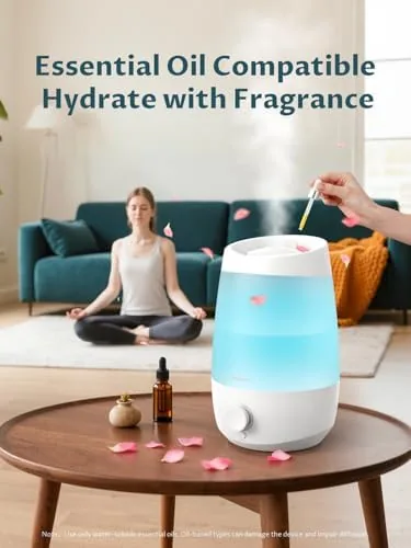 Another view of the BREEZOME 2.5L Top Fill Humidifier for Bedroom 250ml/h Mist 25hrs