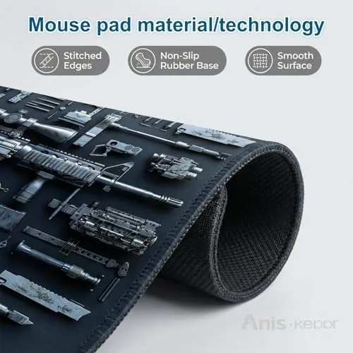 The Large Gaming Mouse Pad Military Weapon Pattern Non-Slip Desk Mat in real use