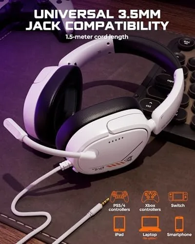 A gamer wearing the headset during a video call with the boom mic positioned