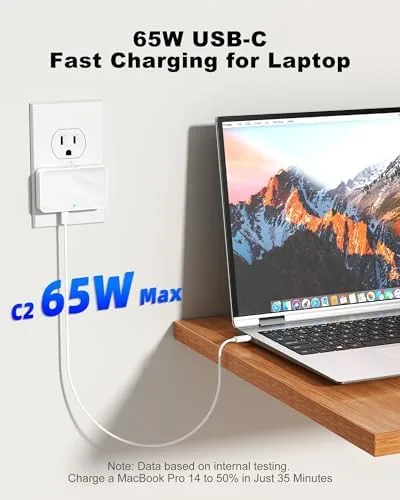 Close look at the 65W USB Wall Charger Block, 4-Port Thin GaN Flat USB build quality