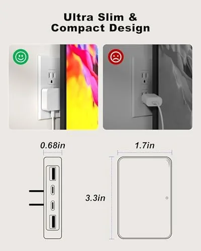 The 65W USB Wall Charger Block, 4-Port Thin GaN Flat USB in real use
