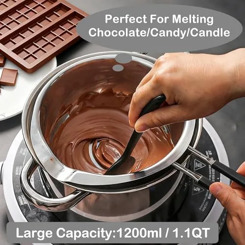 The two silicone chocolate bar molds side by side with the melting pot