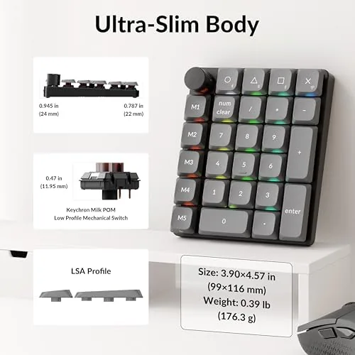 The Keychron K0 Max Wireless Low-Profile Number Pad, QMK/VIA Programmable, Hot-Swappable in real use