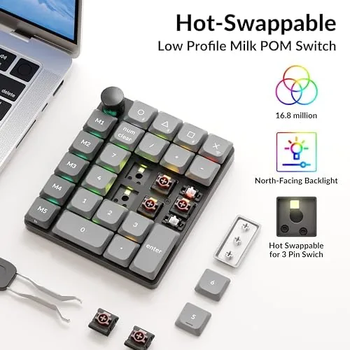 The Keychron K0 Max Wireless Low-Profile Number Pad, QMK/VIA Programmable, Hot-Swappable compared in context