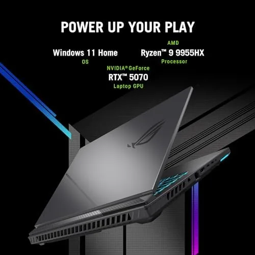 Detail shot of the ASUS ROG Strix G16 (2025) Gaming Laptop, 16" 16:10 FHD+ features