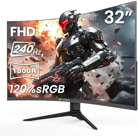 CRUA 32" FHD 1080P 240Hz Curved Gaming Monitor, 1800R, AMD FreeSync, Black | VA Review: Tested and Rated