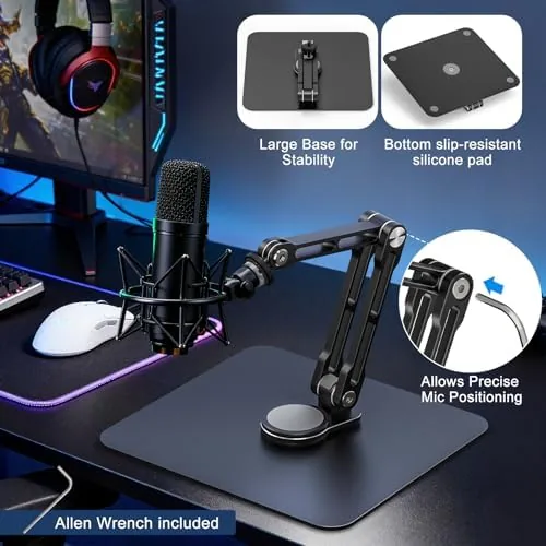Another view of the Mic Stand Desk, 360° Rotatable Desktop Microphone Stand, Max Load
