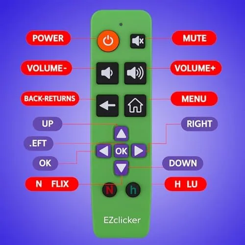 The EZclicker remote with its battery compartment open showing two AAA batteries