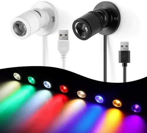 Close look at the USB Powered Mini Spotlights for Displays 2-Pack ,  5V Small build quality