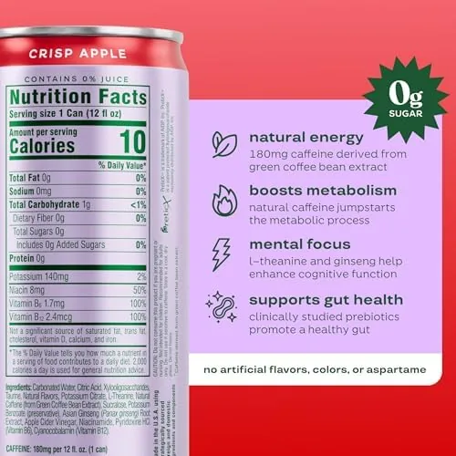 Close up of the Bloom can showing the natural caffeine and zero sugar label details