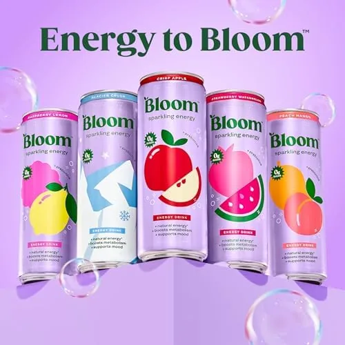 A hand holding a Bloom energy drink can during an afternoon work session