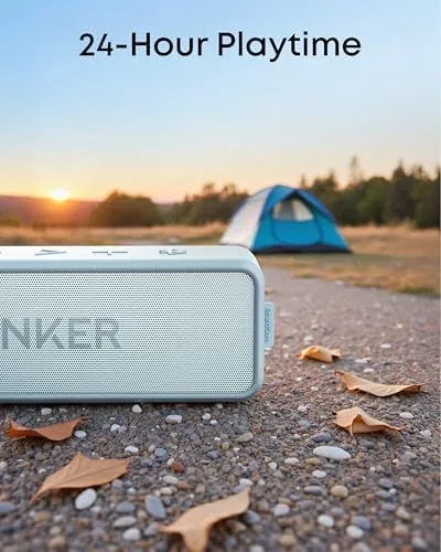 The Soundcore 2 compared side by side with a mini speaker and a flagship speaker