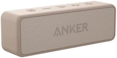 The Soundcore 2 speaker with water droplets on its surface after a splash test