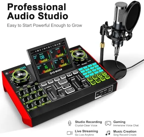Close look at the TENLAMP G10 Creator Audio Mixer Bundle with Microphone for Streaming build quality