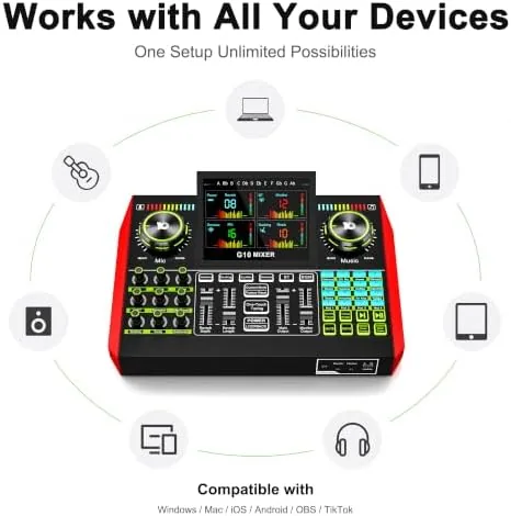 The TENLAMP G10 Creator Audio Mixer Bundle with Microphone for Streaming in real use