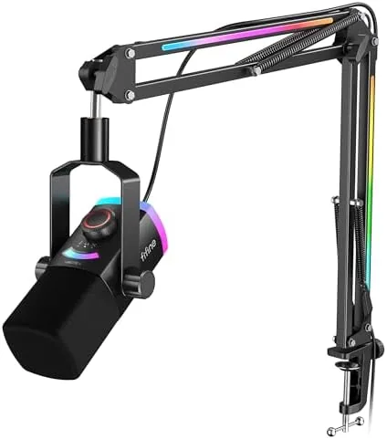 FIFINE AM8PROT microphone kit fully assembled on a desk