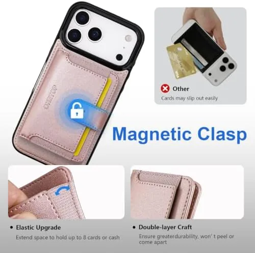 Another view of the ONETOP for iPhone 17 Pro Max Detachable Magnetic Wallet Case,Rosegold