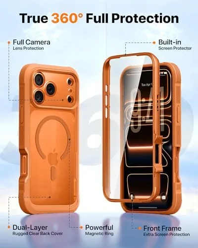 The Diaclara case with the phone face down showing the raised screen protector edges