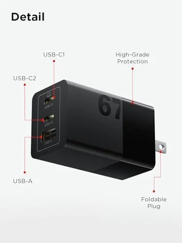 The Lenovo 67W USB-C Charger, 3-Port Multi-Device Fast Charging, Advanced GaN compared in context