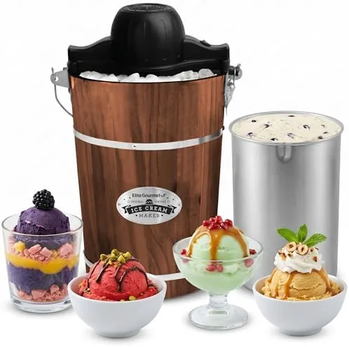 Elite Gourmet EIM949 6Qt Old Fashioned Walnut Wood Bucket Ice Cream Maker | Appalachian-style Review: Tested and Rated