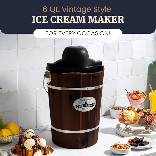 Close look at the Elite Gourmet EIM949 6Qt Old Fashioned Walnut Wood Bucket Ice build quality