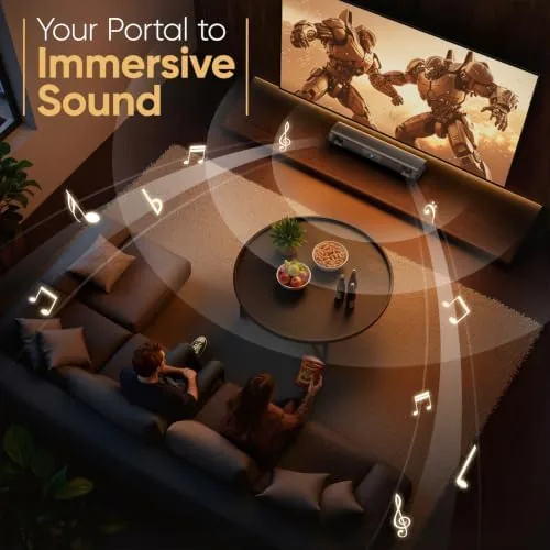 Another view of the Saiyin 60W Bluetooth Sound Bar for Smart TV, TV-ARC/Optical/AUX |