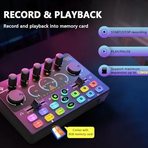 Close look at the Podcast Equipment Bundle for 2, Audio Mixer with 8GB Memory build quality