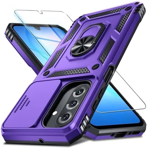 Janmitta for Samsung Galaxy A17 Case Built in Slide Camera Cover,Purple | with Tempered Review: Tested and Rated