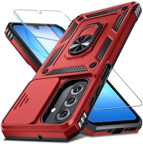 Janmitta for Samsung Galaxy A17 Case Built in Slide Camera Cover,Red | with Tempered Review: Tested and Rated