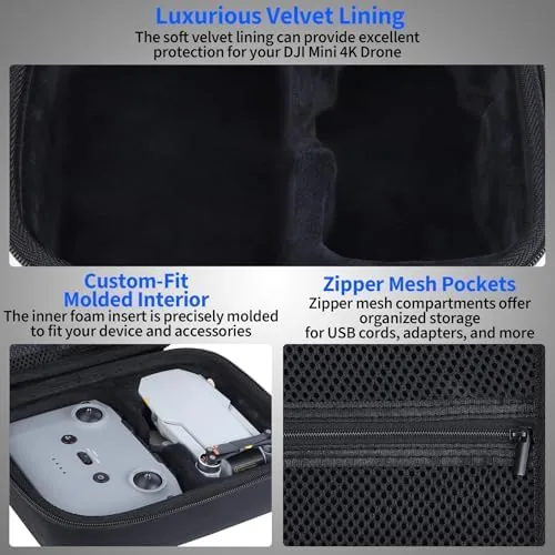 The case packed inside a backpack for travel with the drone protected inside