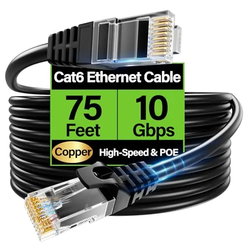 Overview of the Cat6 Ethernet Cable 10Gbps 75 ft, UTP Ethernet Cable Cat
