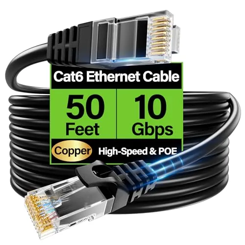 Overview of the Cat6 Ethernet Cable 10Gbps 50 ft, UTP Ethernet Cable Cat