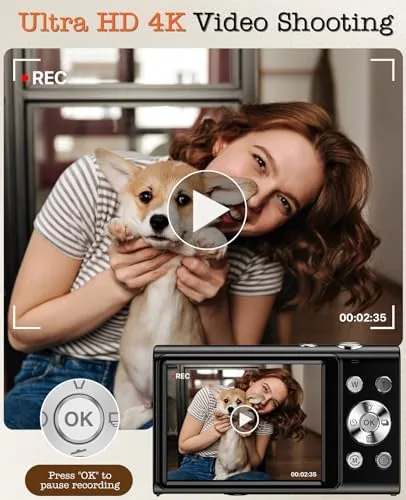Detail shot of the Digital Camera, 4K Vlogging Camera for YouTube Autofocus Cameras for features