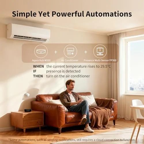 An automation being built in the Aqara app that links a sensor to an IR appliance