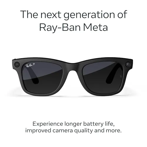 Close look at the Meta Ray-Ban (Gen 2) Wayfarer Smart AI Glasses, Black, Polarized Lenses build quality