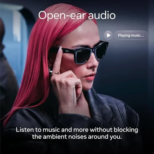 Another view of the Meta Ray-Ban (Gen 2) Wayfarer Smart AI Glasses, Black, Polarized Lenses