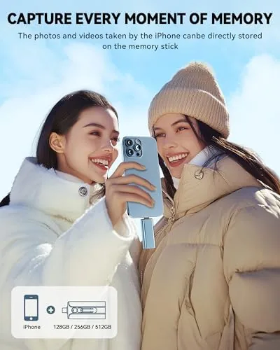 The MFi Certified Flash Drive 256GB for iPhone Thumb Drive Photo in real use