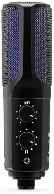 A podcast recording session with the NT-USB+ on the arm and a co host
