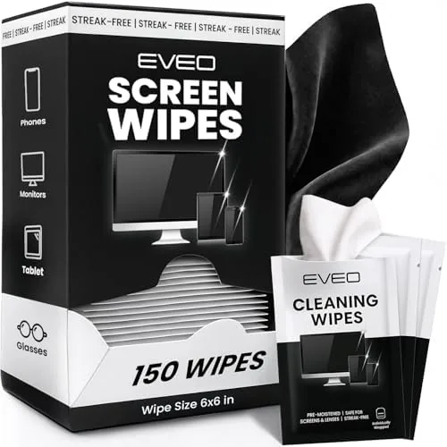 EVEO Screen Wipes (150 Pack) - Electronic Wipes, Computer Screen Cleaner Wipes for Electronics Review: Tested and Rated