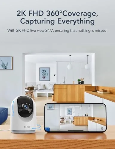 A live 2K view from the camera app showing a room with readable detail