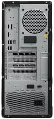 Close up of the front panel ports and the power button on the ThinkStation tower