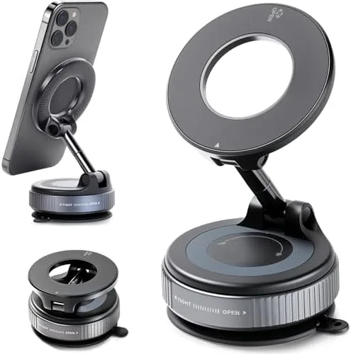 The 2026 vacuum magnetic phone holder with a phone attached on a flat surface