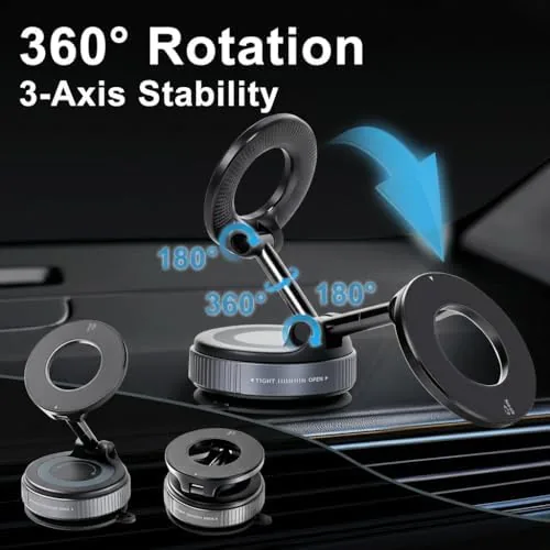 The mount on a car dashboard holding a phone during a drive