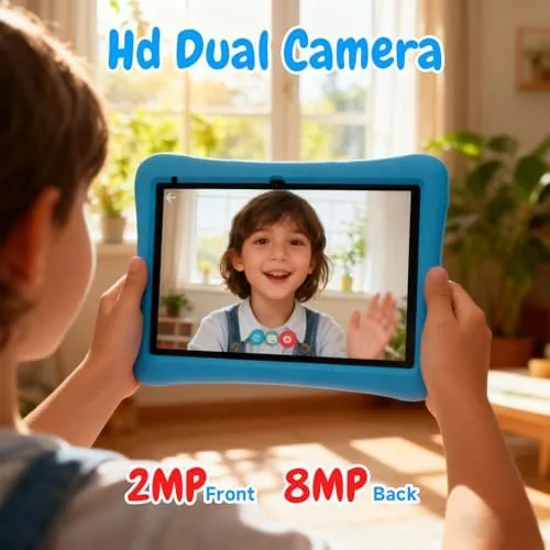 The ZZB 10 Inch Android 15 Tablet for Kids with Case in real use