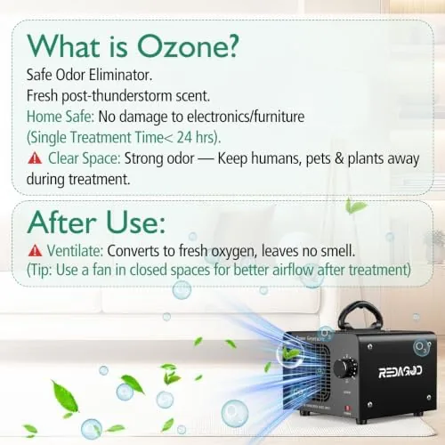 The Ozone Generator, Ozone Machine, 4000 sq ft, 120-Min Timer, Black compared in context
