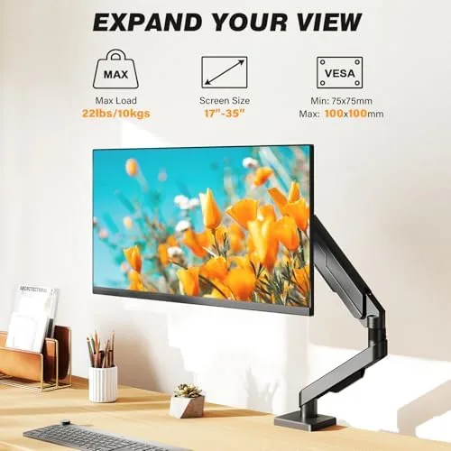 Close look at the 5Rcom Single Monitor Arm for 13-35 Inch Computer Screens | build quality