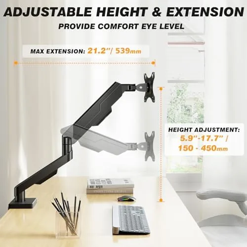 The 5Rcom Single Monitor Arm for 13-35 Inch Computer Screens | in real use